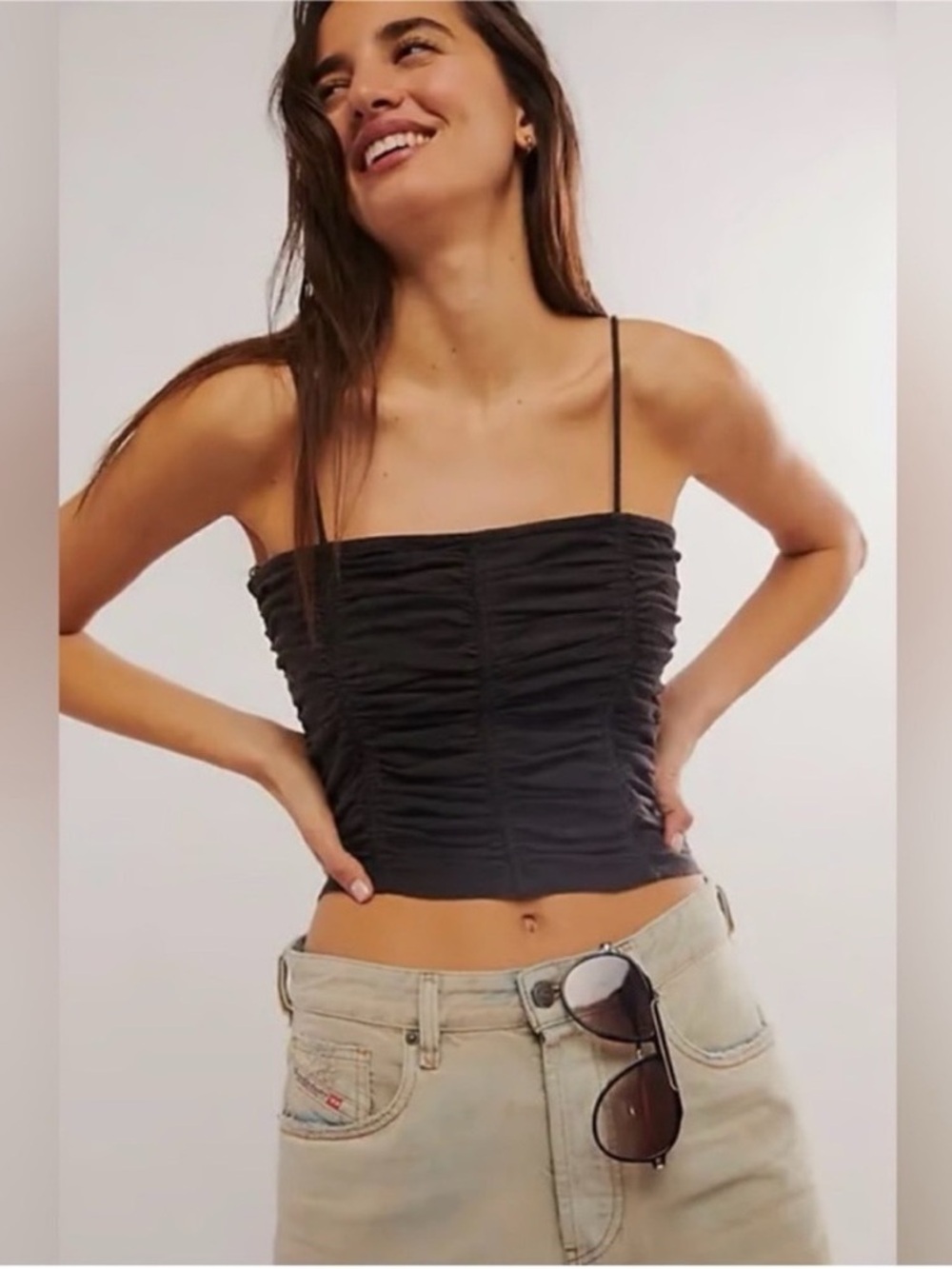 Free People Belong Together Top in Black M EUC Crop Boho Festival Summer